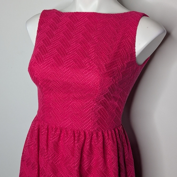 Trina Turk Pink Lace Sleeveless Knee Length Fit & Flare Dress 0 - Picture 2 of 8